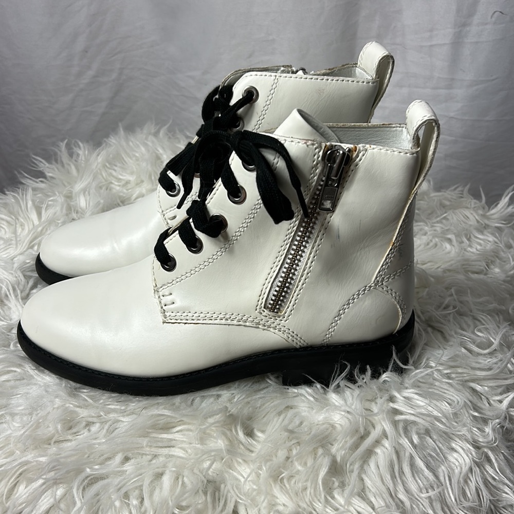 Abound 100% Vegan White Leather Zippered Moto Boots - Picture 3 of 8